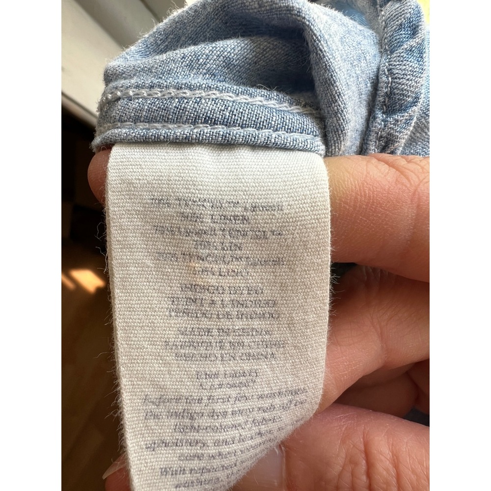 Faherty Womens Tried & True Chambray Classic Shirt Medium Linen Blend Tencel - Picture 9 of 14